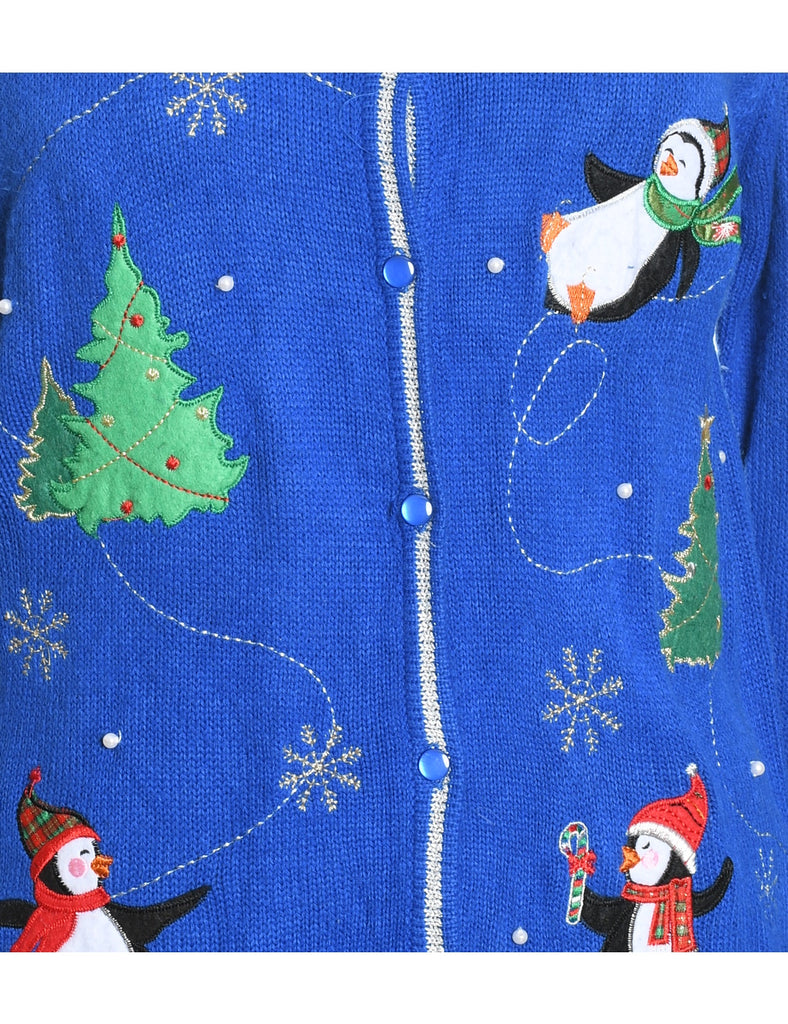 Blue Christmas Cardigan - M