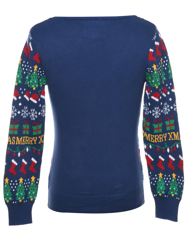 Blue Christmas Jumper - L
