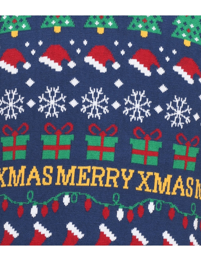 Blue Christmas Jumper - L