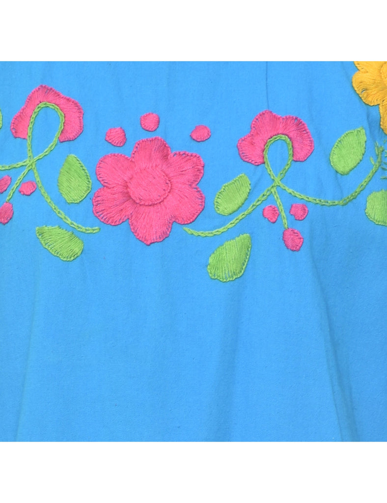 Blue Embroidered Top - L
