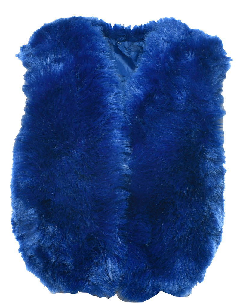 Blue Faux Fur Waistcoat - M