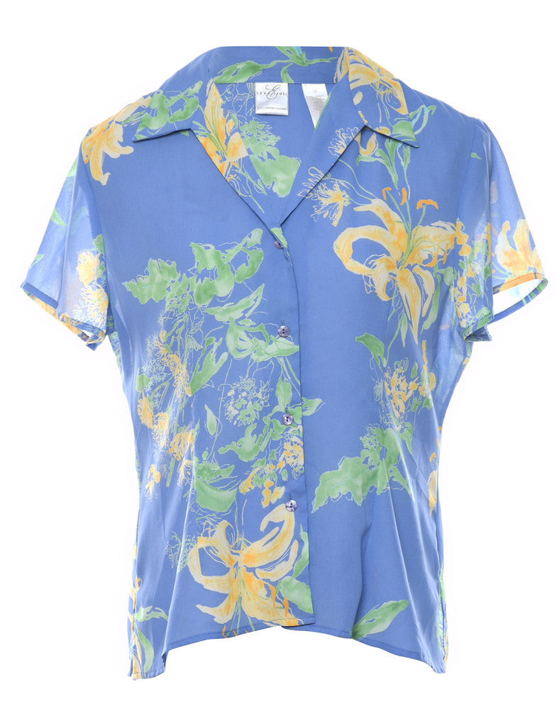 Blue Floral Shirt - L