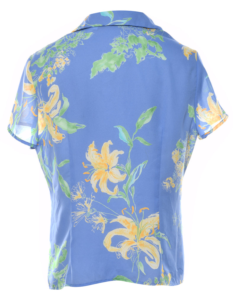 Blue Floral Shirt - L