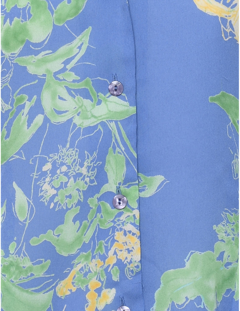 Blue Floral Shirt - L