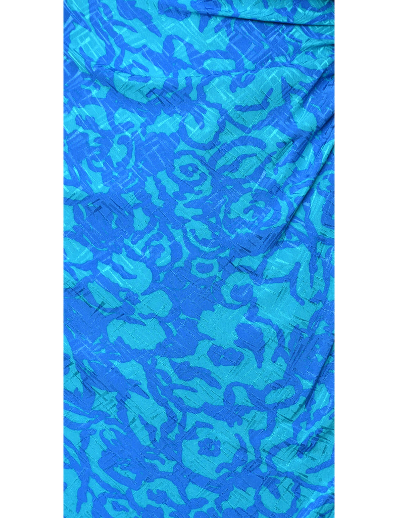 Blue & Green Floral Silk Dress - S