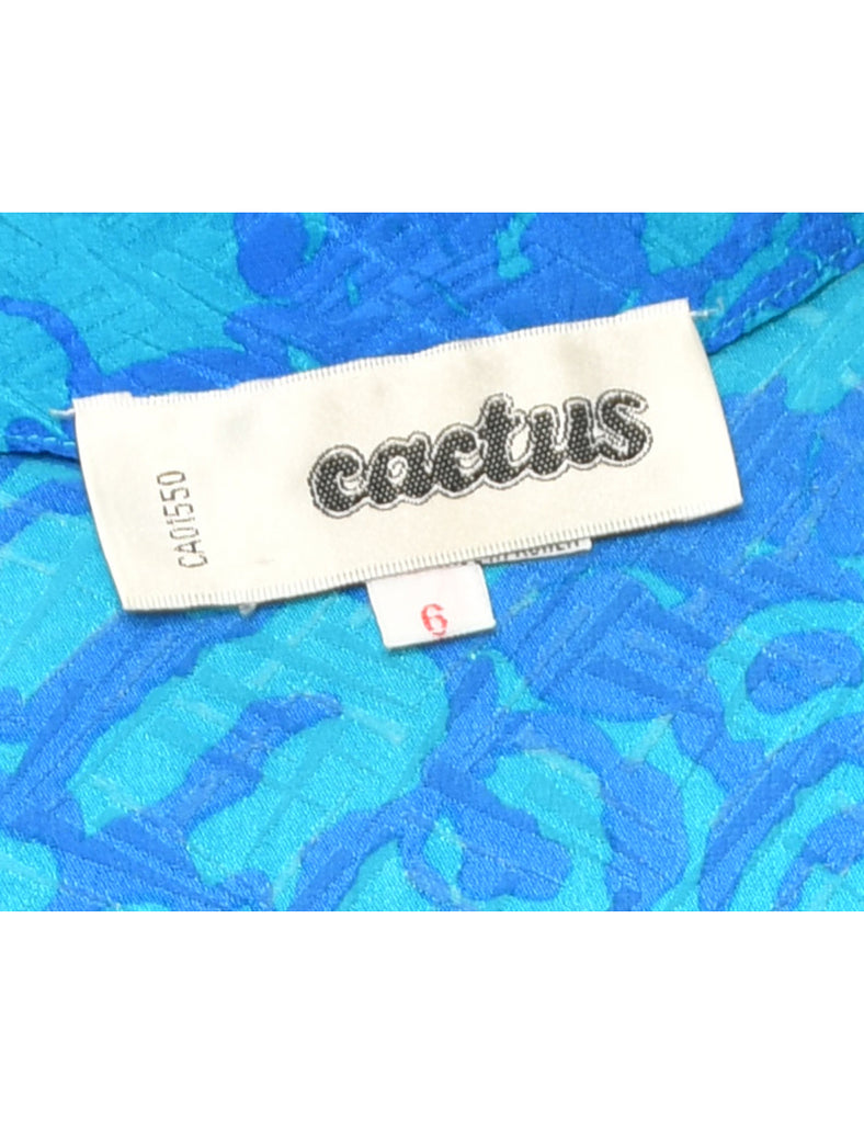 Blue & Green Floral Silk Dress - S