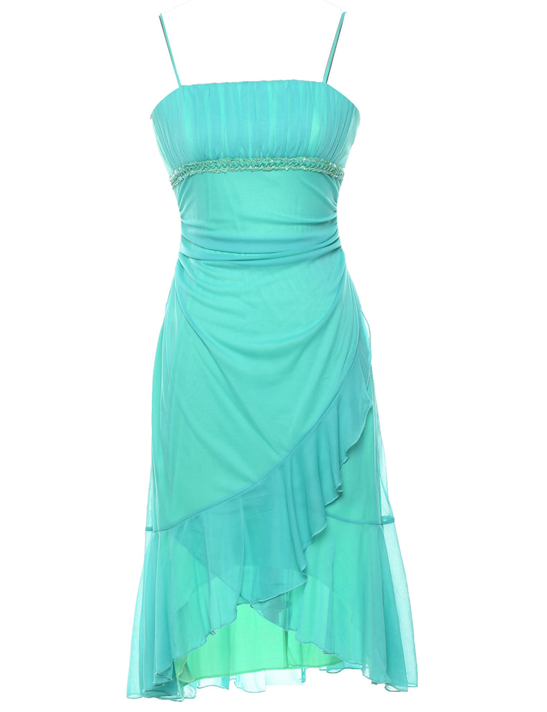 Blue &  Green Y2K Ruched Evening Dress - S