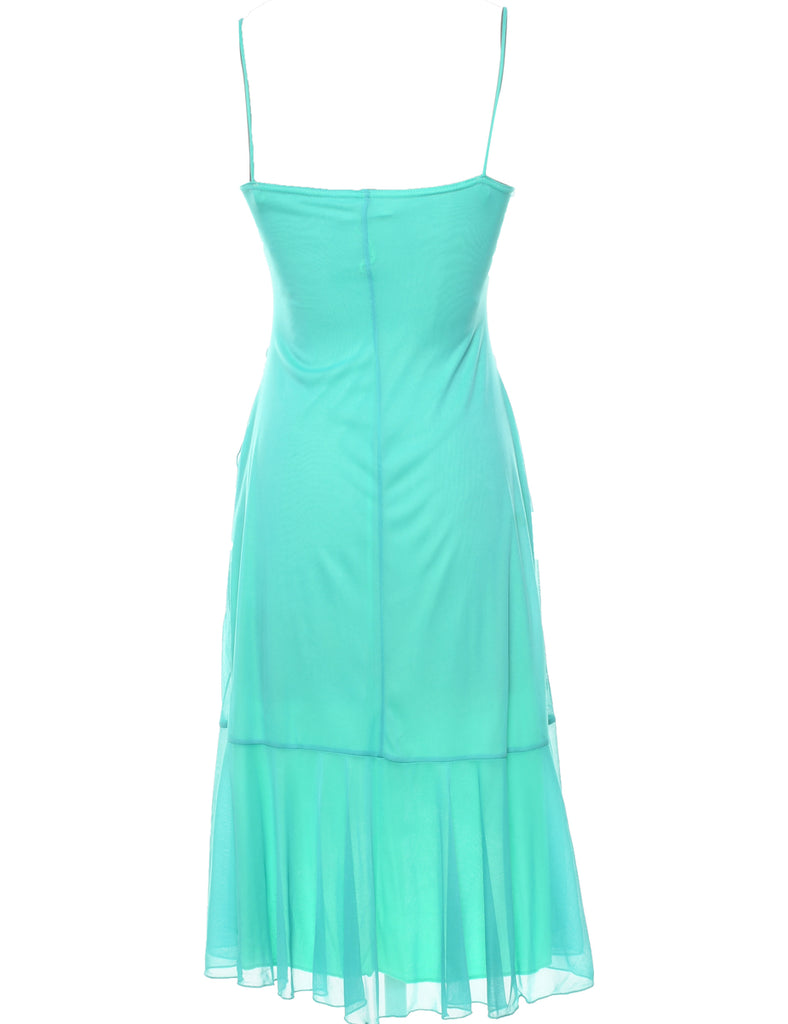 Blue &  Green Y2K Ruched Evening Dress - S