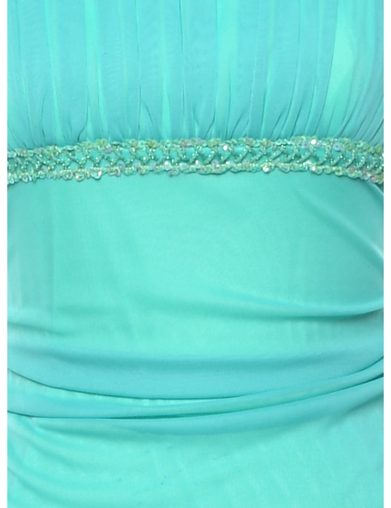 Blue &  Green Y2K Ruched Evening Dress - S