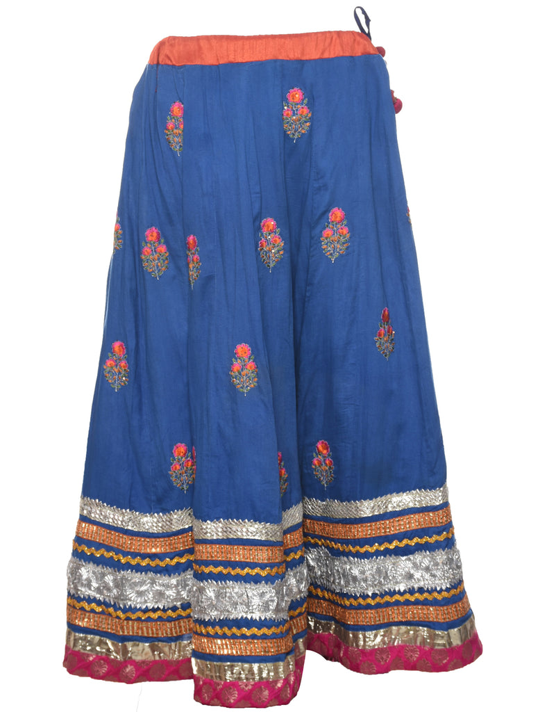 Blue Midi Skirt - L