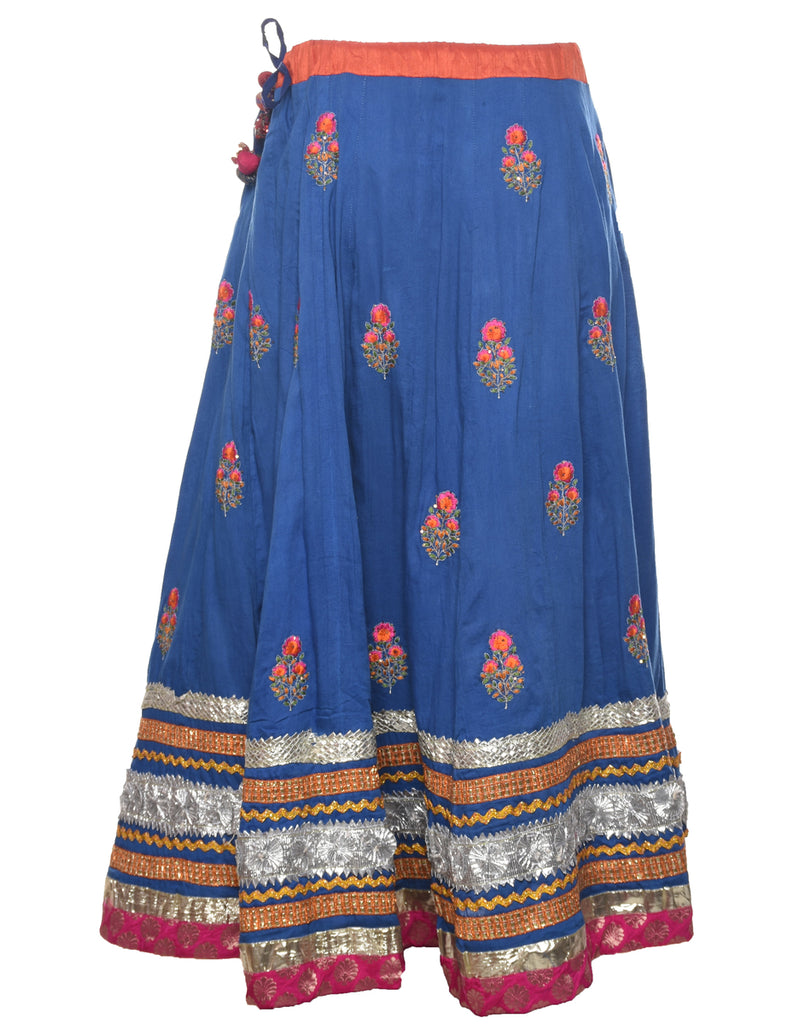 Blue Midi Skirt - L