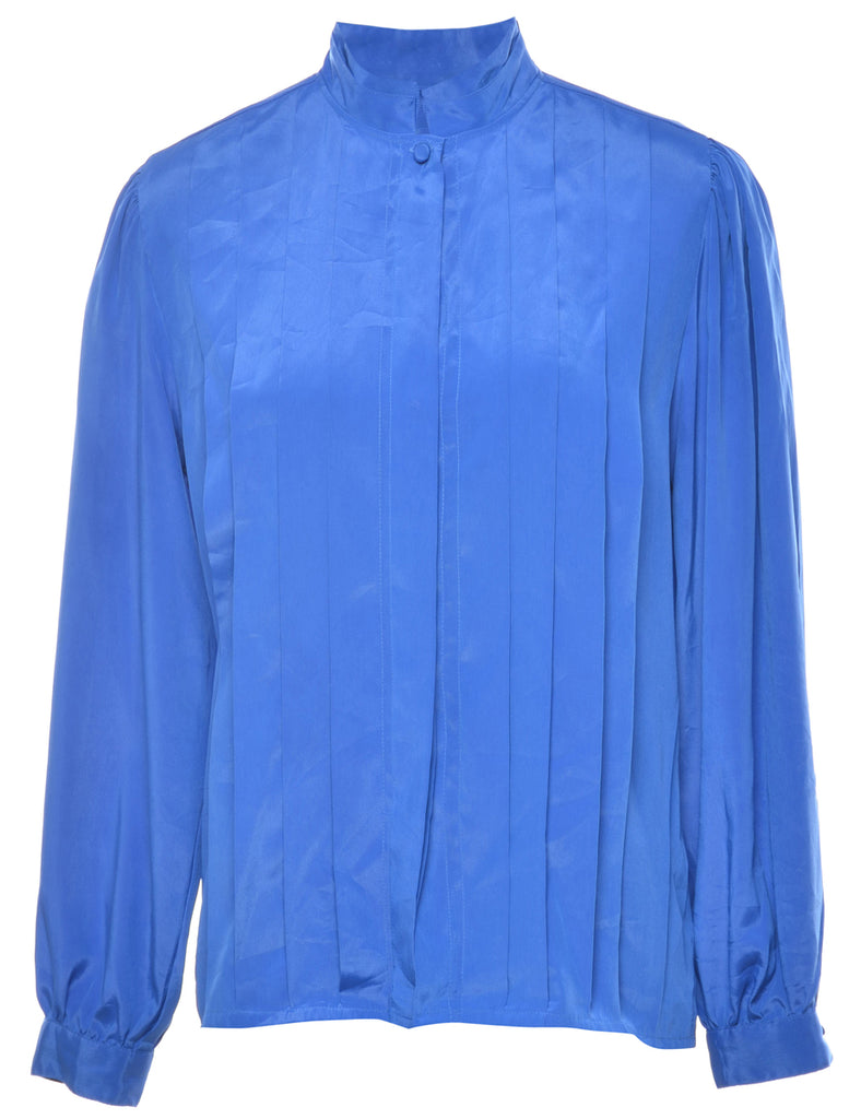 Blue Pin Tucks Blouse - L