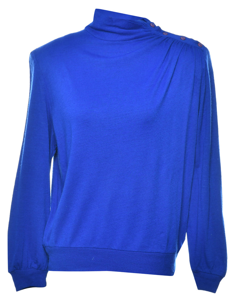 Blue Polo Neck Jumper - L