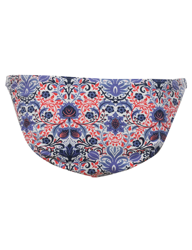 Blue & Red Floral Bikini Bottoms - L