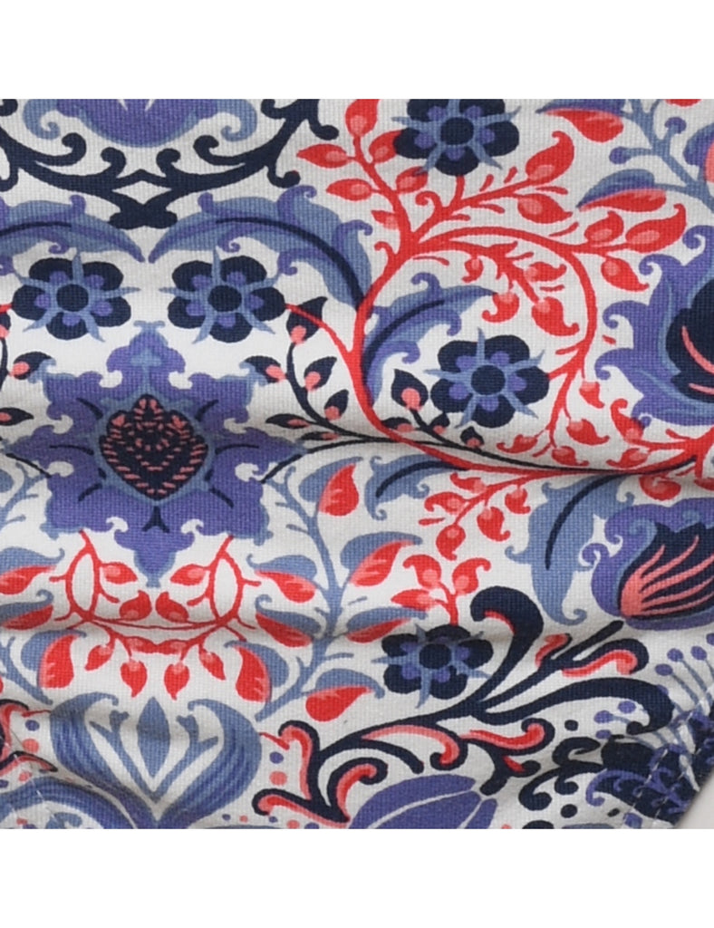 Blue & Red Floral Bikini Bottoms - L