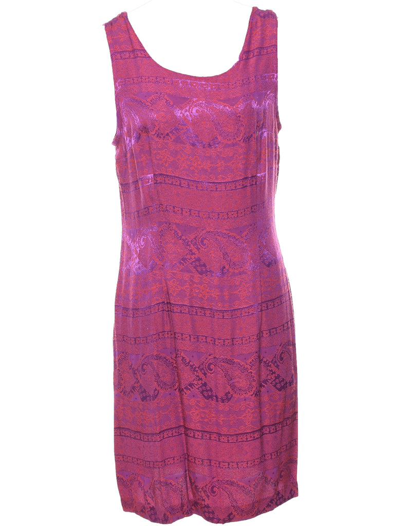 Brocade Design Pink Evening Dress - M