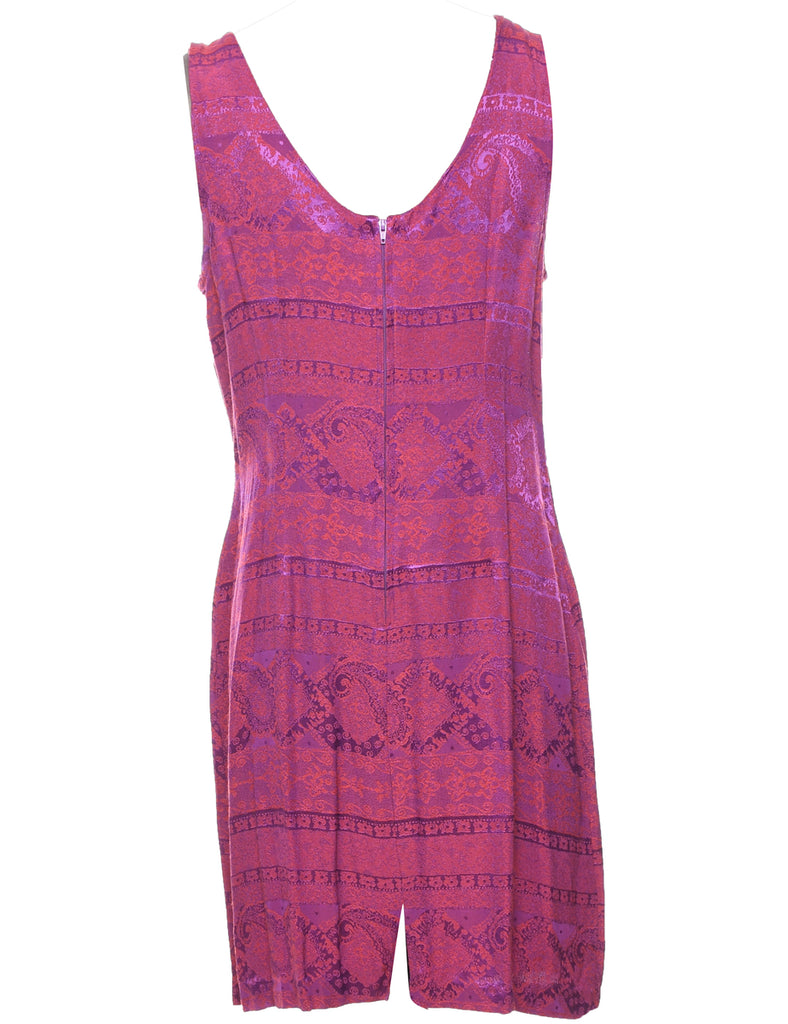 Brocade Design Pink Evening Dress - M