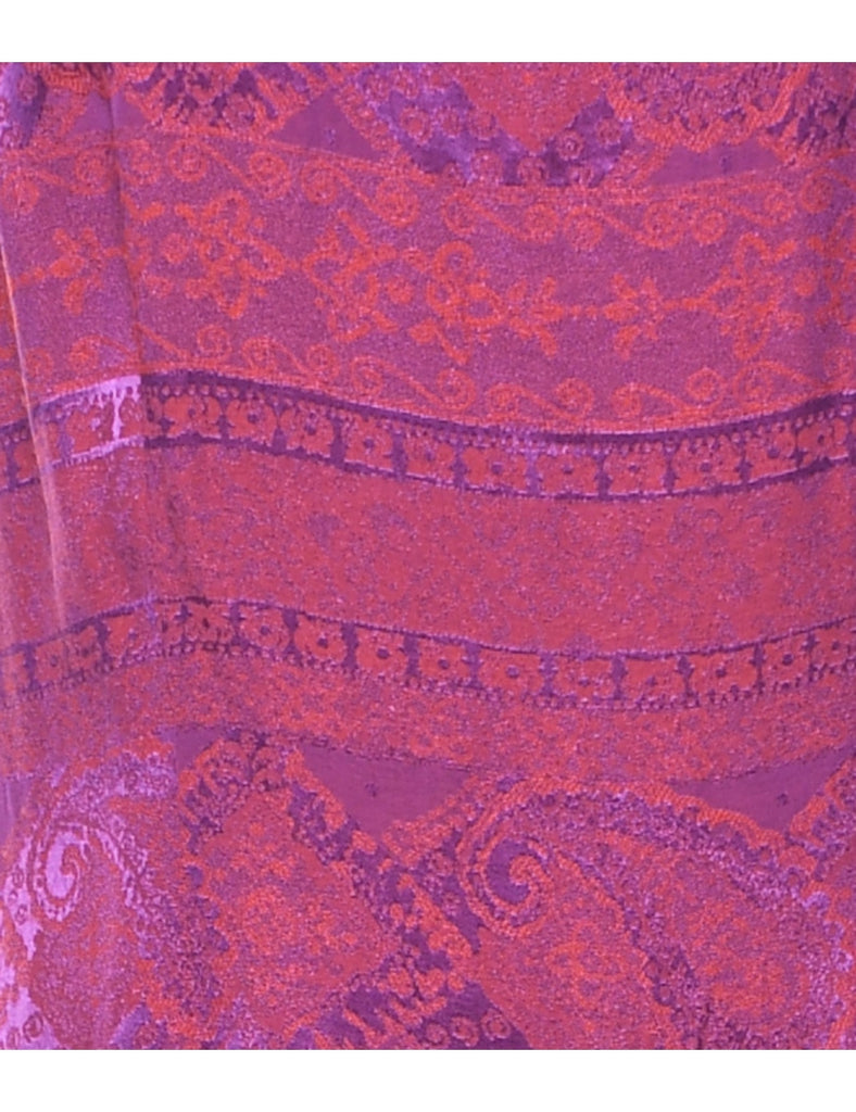 Brocade Design Pink Evening Dress - M