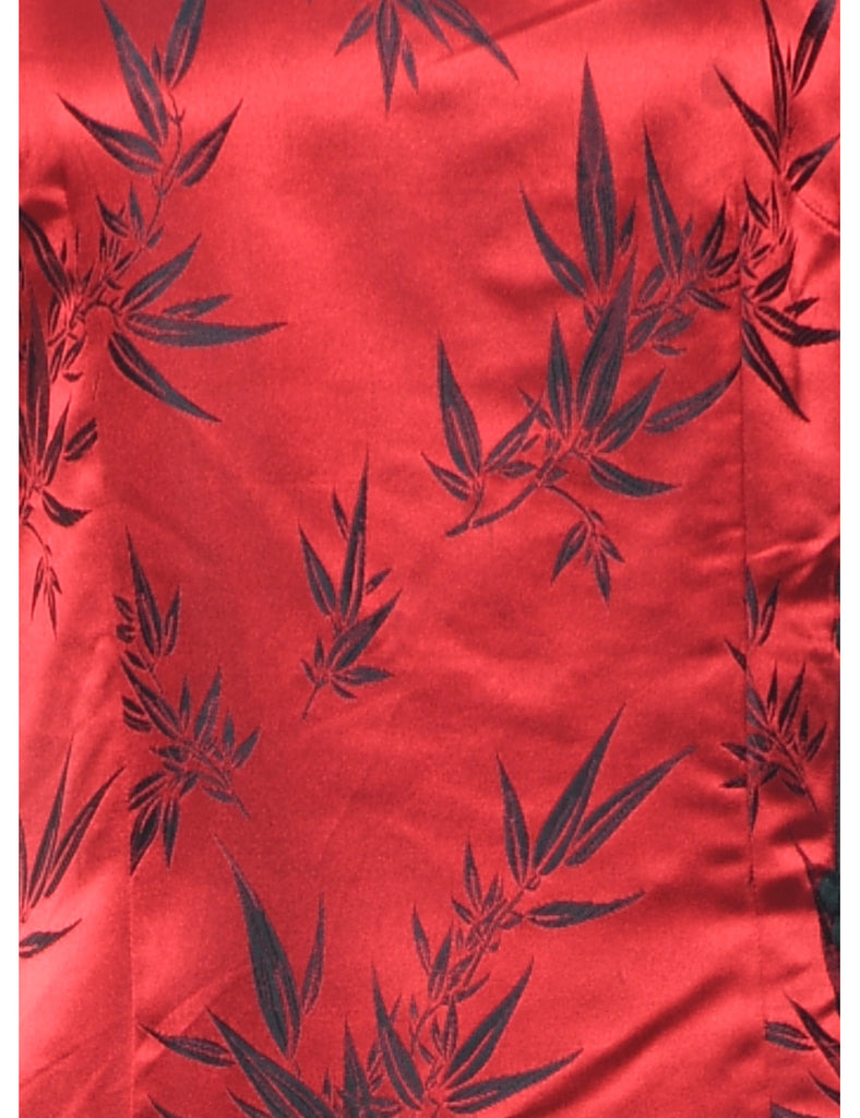 Brocade Design Red & Black Cheongsam Collar Evening Dress - M