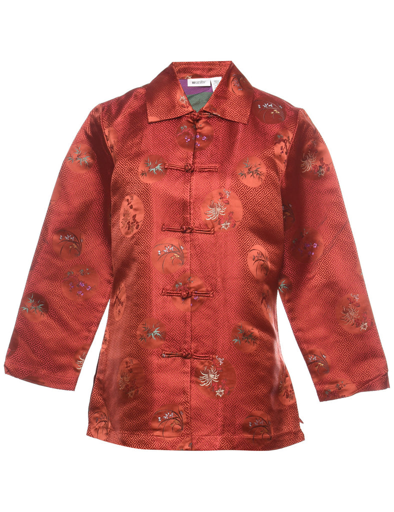 Brocade Design Red Traditional Jacket - S