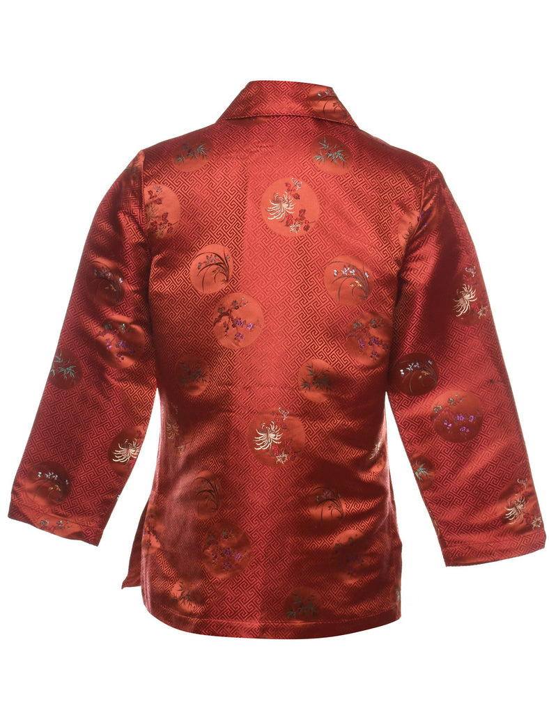 Brocade Design Red Traditional Jacket - S