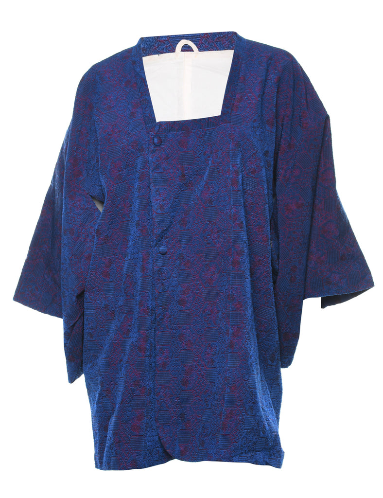 Brocade Pattern Cropped Kimono - L