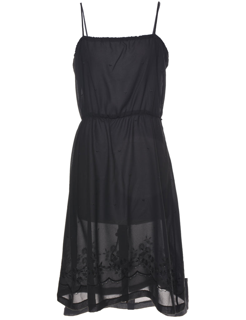 Broderie Anglaise Black Dress - M
