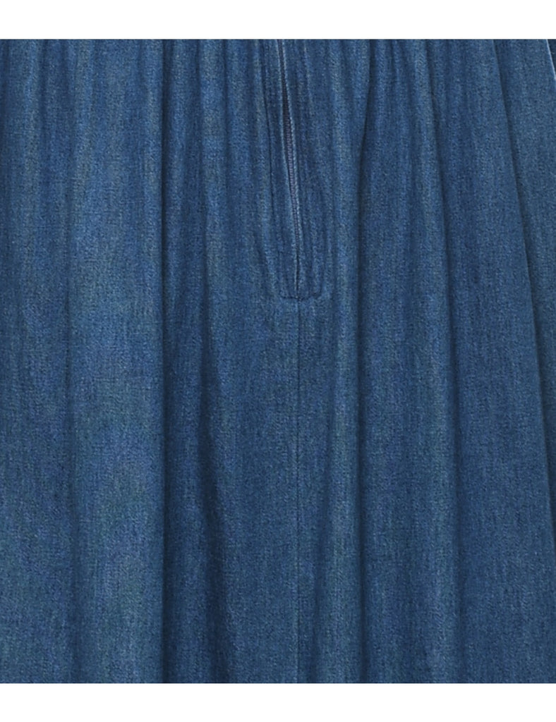 Broderie Anglaise Maxi Denim Dress - M