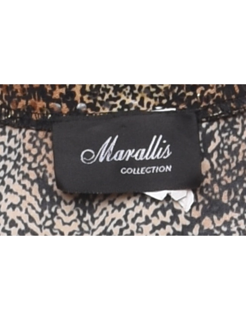Brown 1990s Animal Print Sparkly Evening Jacket - M