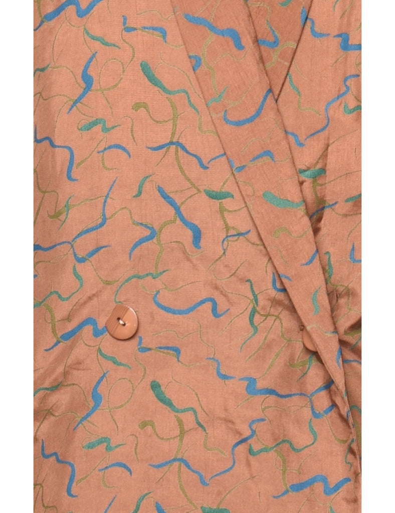 Brown & Blue 1980s Patterned Blazer - S