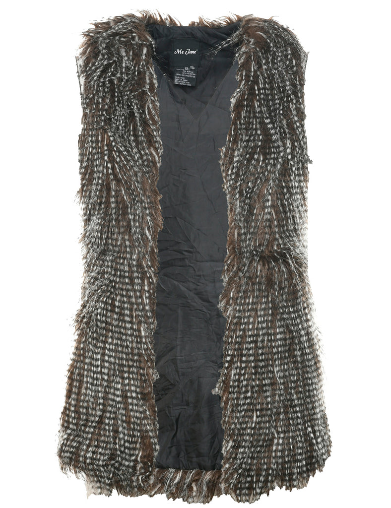 Brown Faux Fur Jacket - S