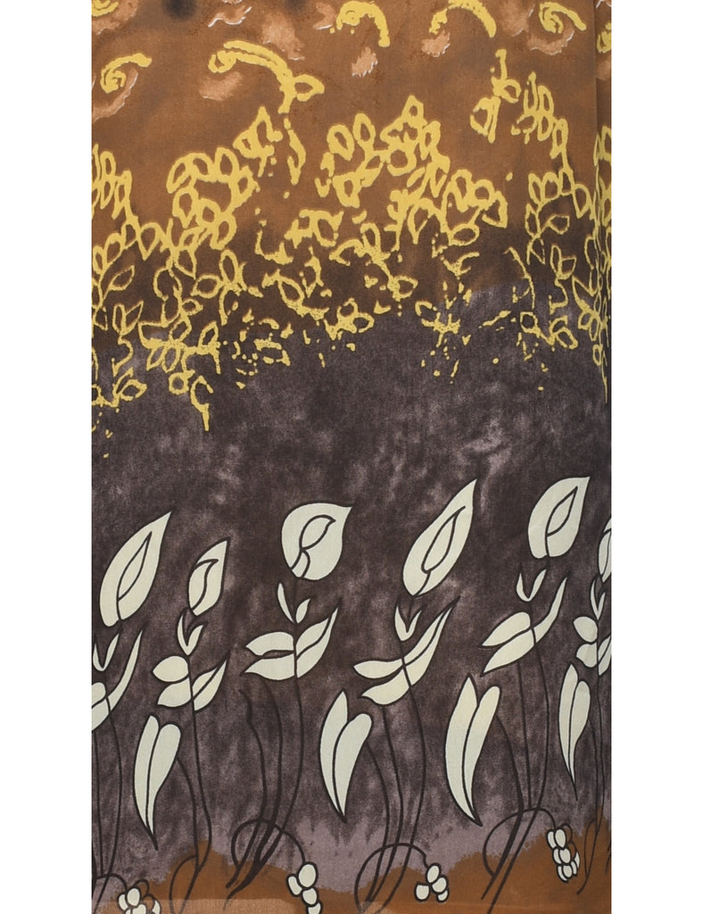 Brown Floral Print Maxi Dress - M