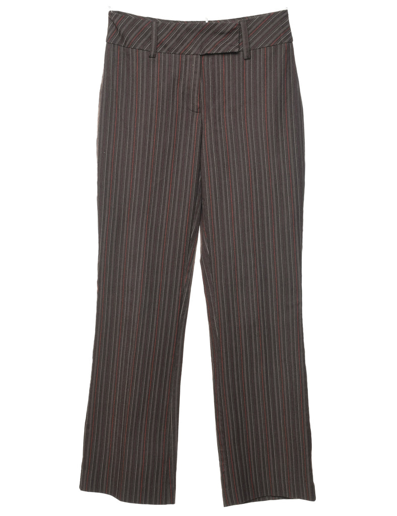 Brown & Orange Pinstriped Trousers - W28 L32
