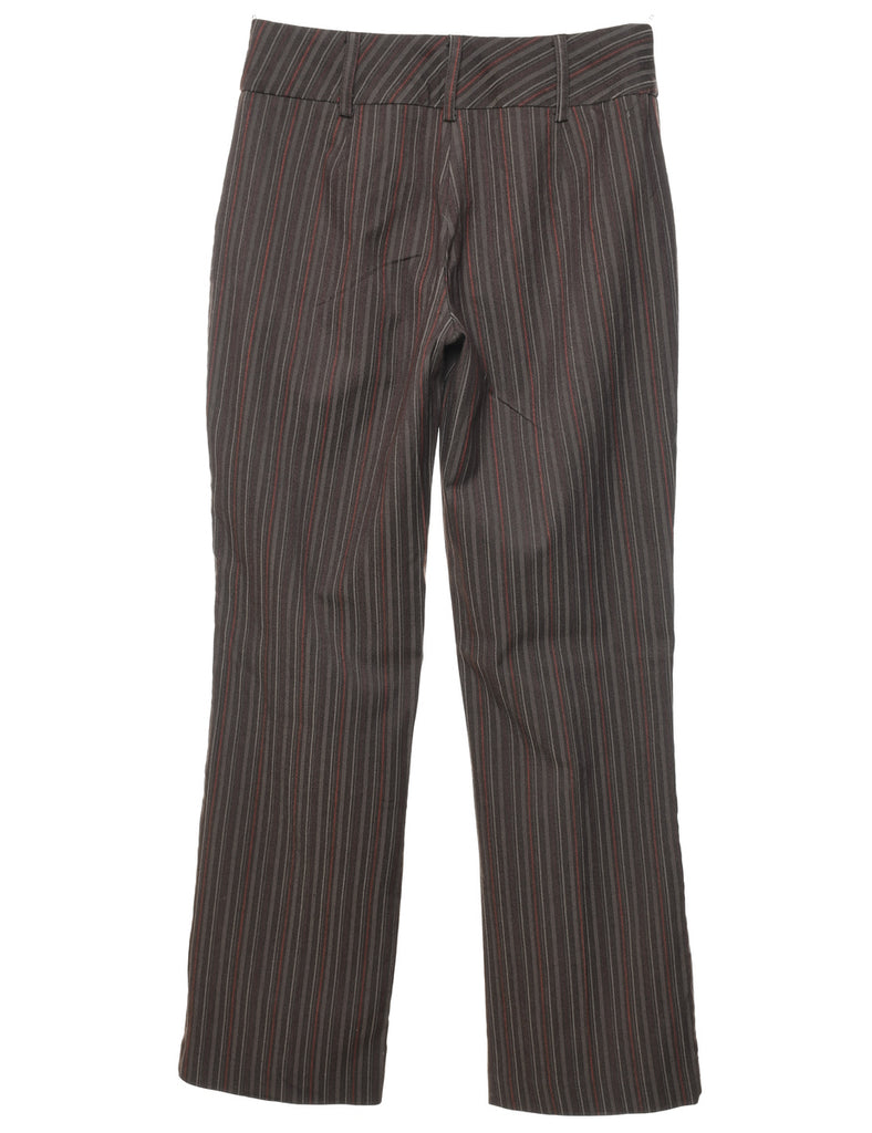 Brown & Orange Pinstriped Trousers - W28 L32