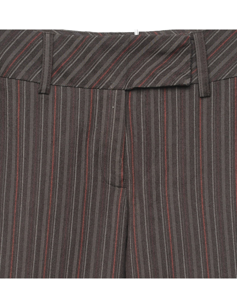 Brown & Orange Pinstriped Trousers - W28 L32