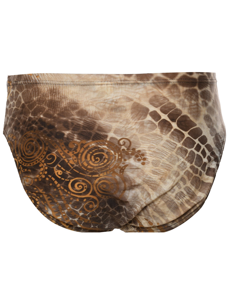 Brown & Orange Snakeskin Bikini Bottoms - XS