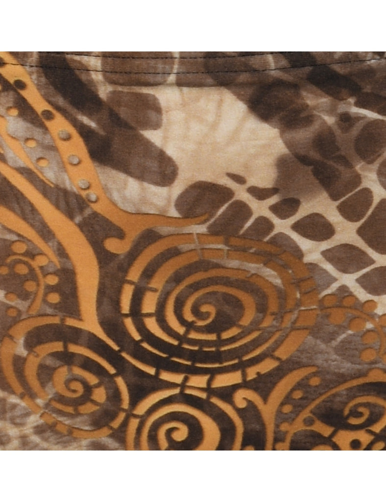 Brown & Orange Snakeskin Bikini Bottoms - XS