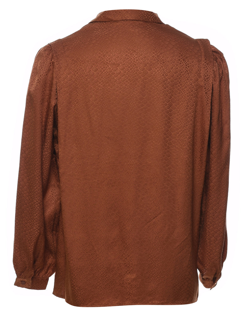 Brown Patterned Silk Blouse - L