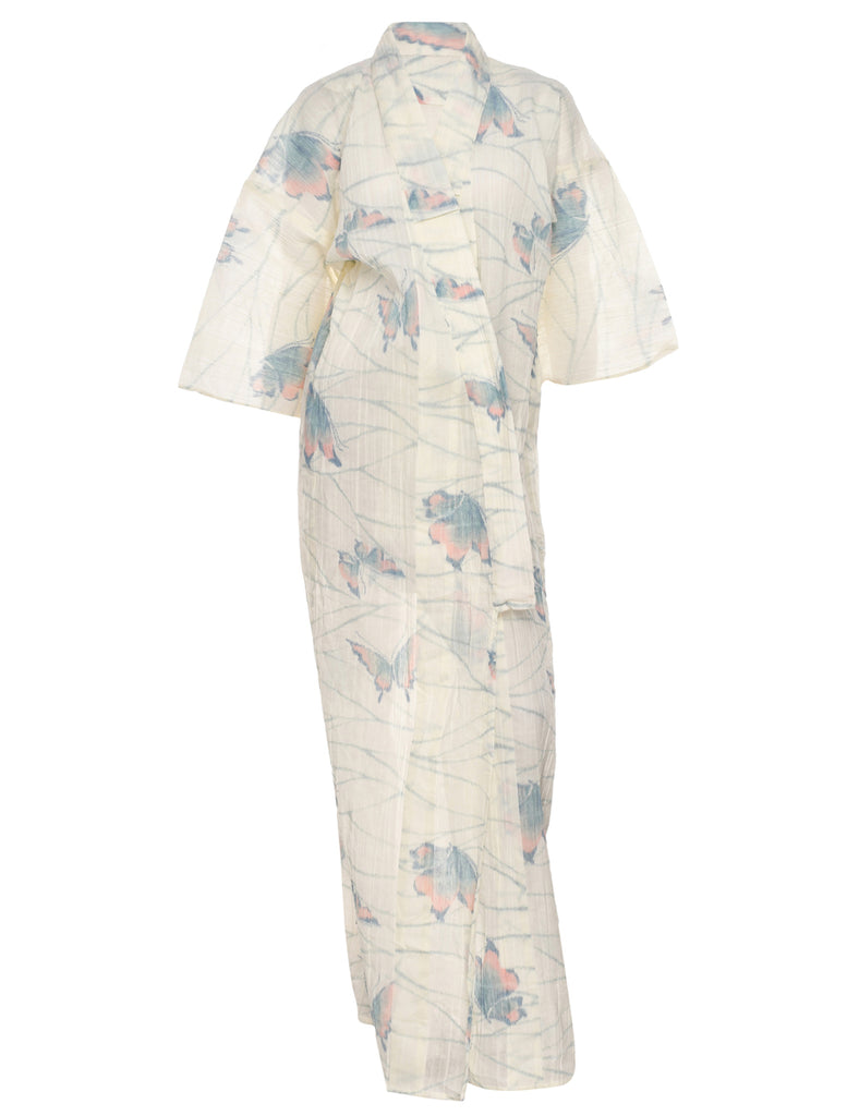 Butterfly Print Full Length Kimono - L
