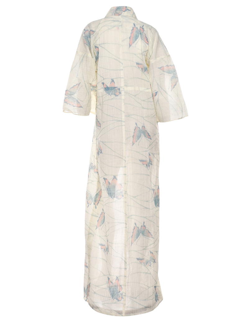 Butterfly Print Full Length Kimono - L