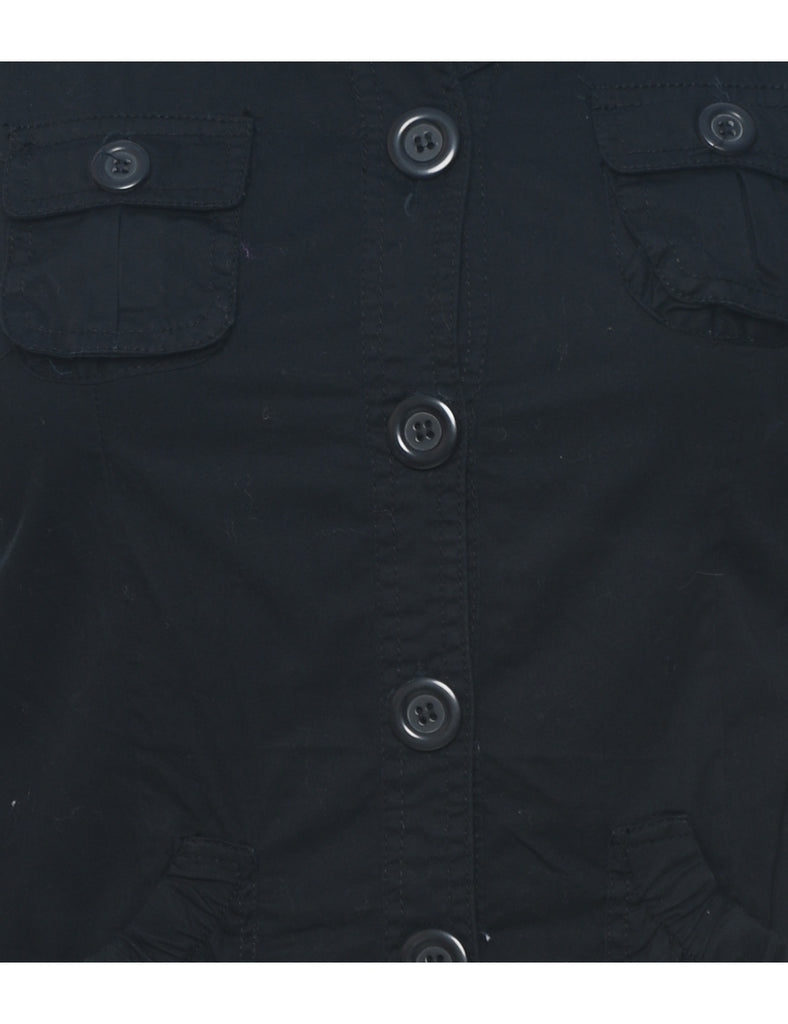 Button Front Black Jacket - L