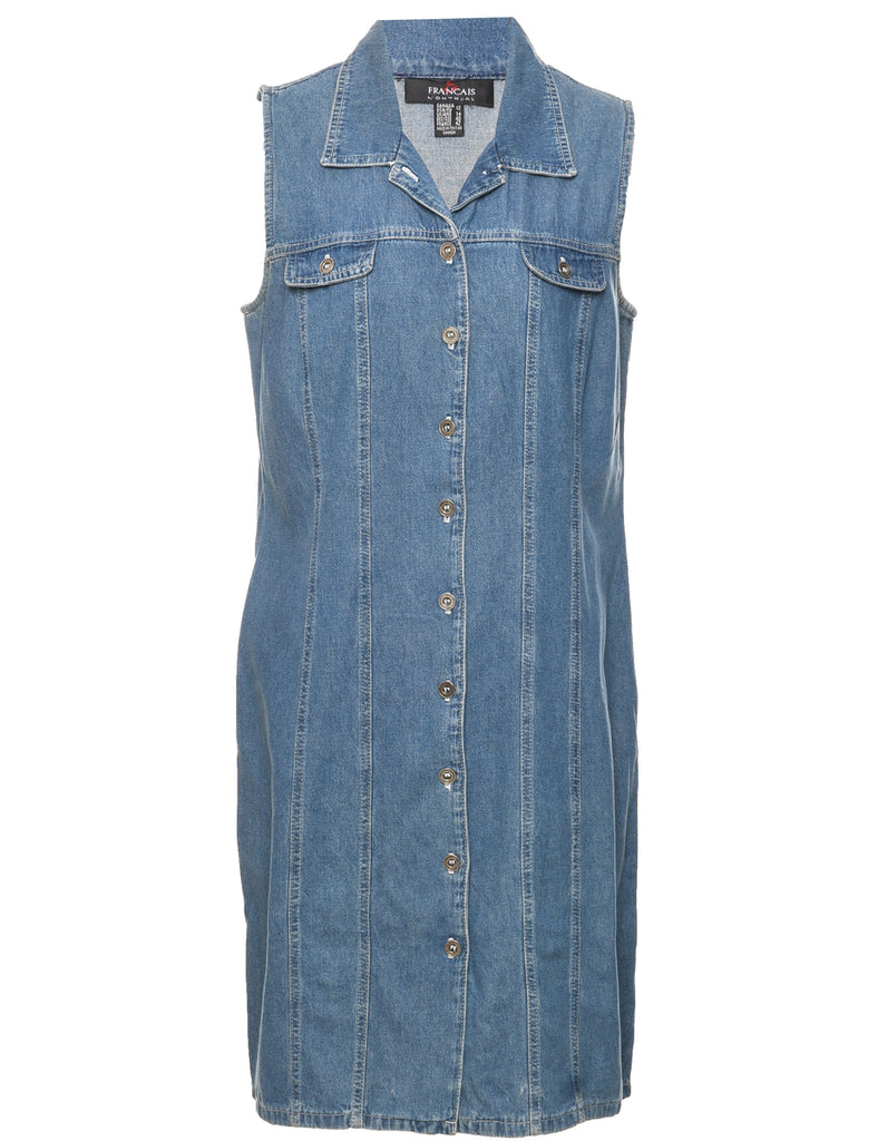 Button Front Denim Dress - M