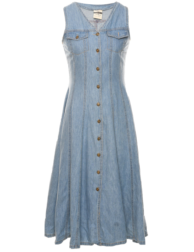 Button Front Denim Dress - XS