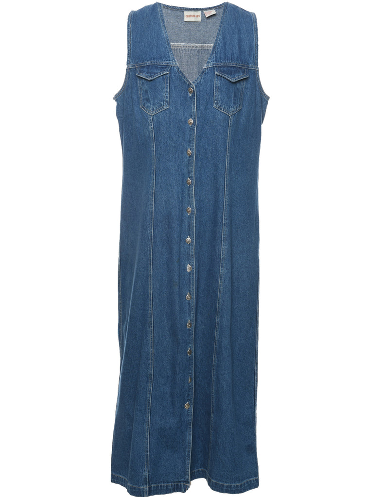 Button Front Denim Dress - L