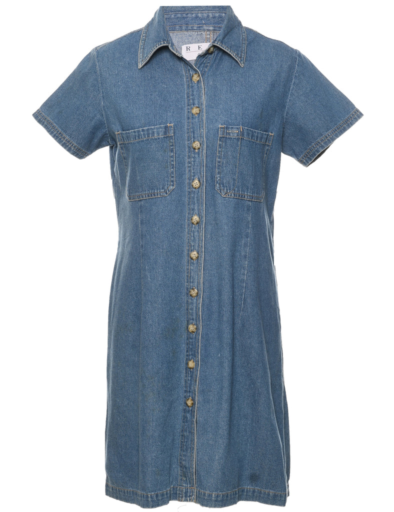 Button Front Denim Dress - M