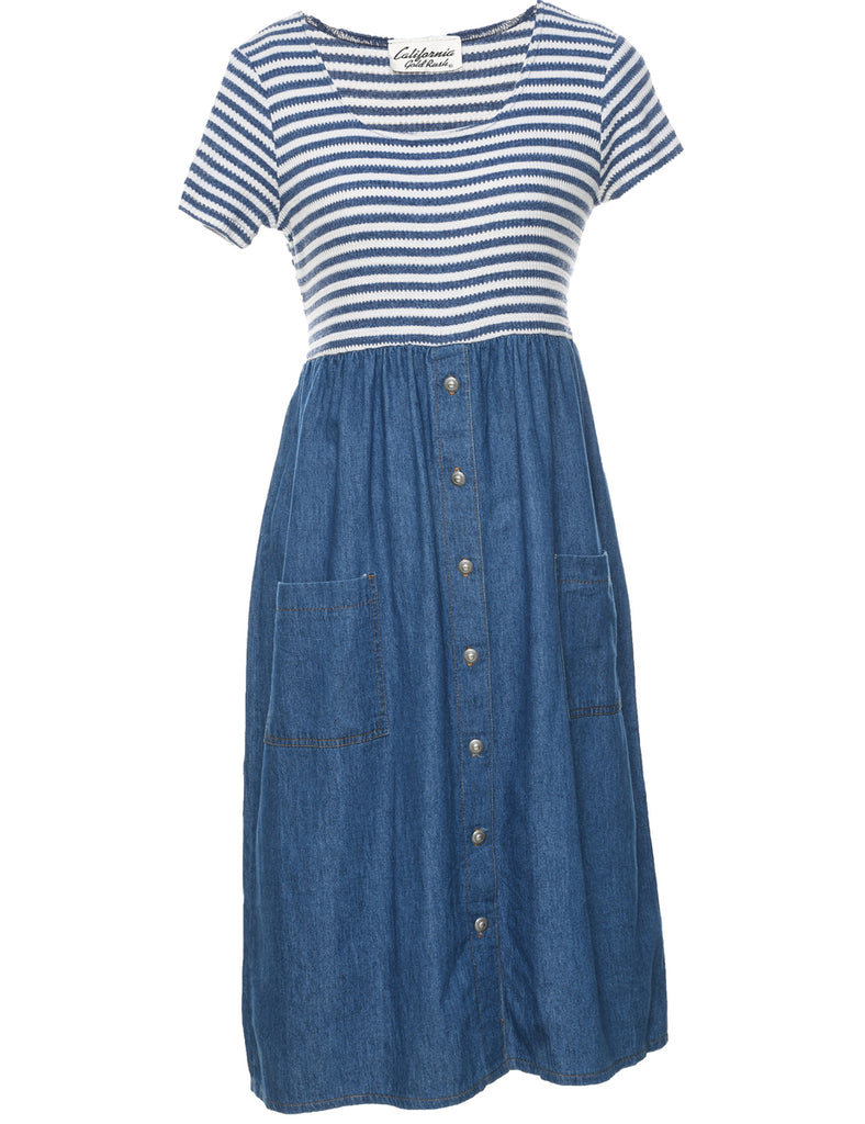 Button Front Denim Dress - M