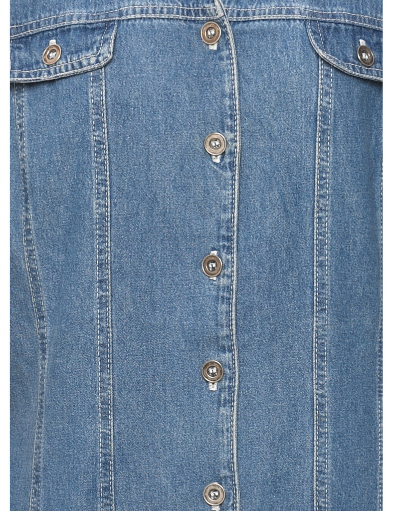 Button Front Denim Dress - M