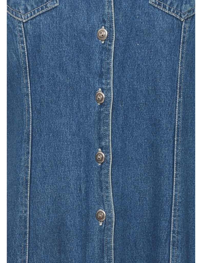 Button Front Denim Dress - L
