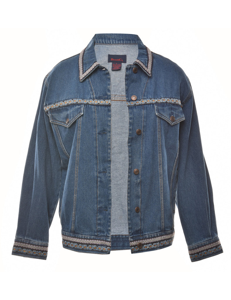 Button Front Denim Jacket - L