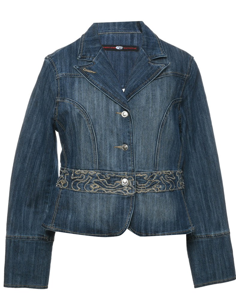 Button Front Denim Jacket - M